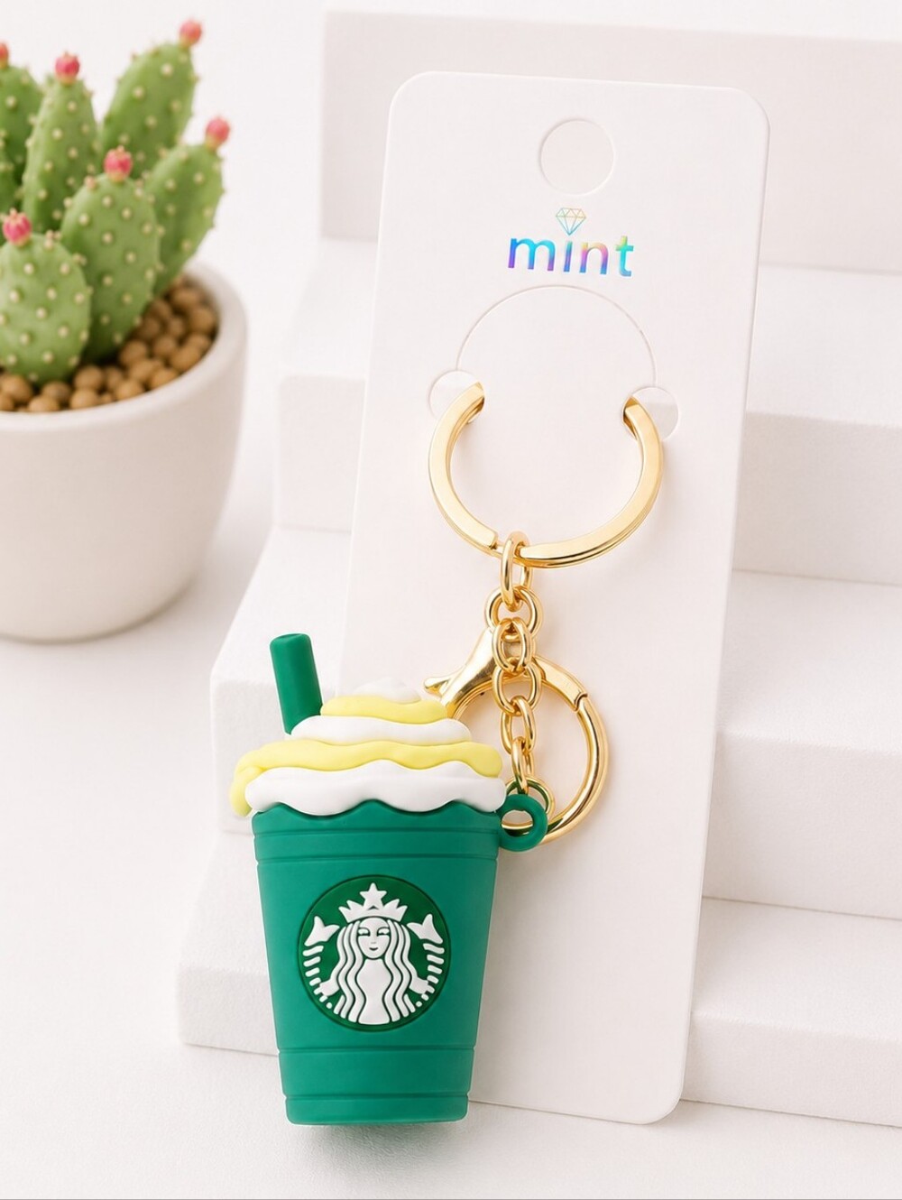 Women's Mini Fashion Keychain Bag Charm Coffee Theme Purse Accessories GREEN